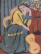 Woman in Yellow and blue with Guitar (mk35) Henri Matisse